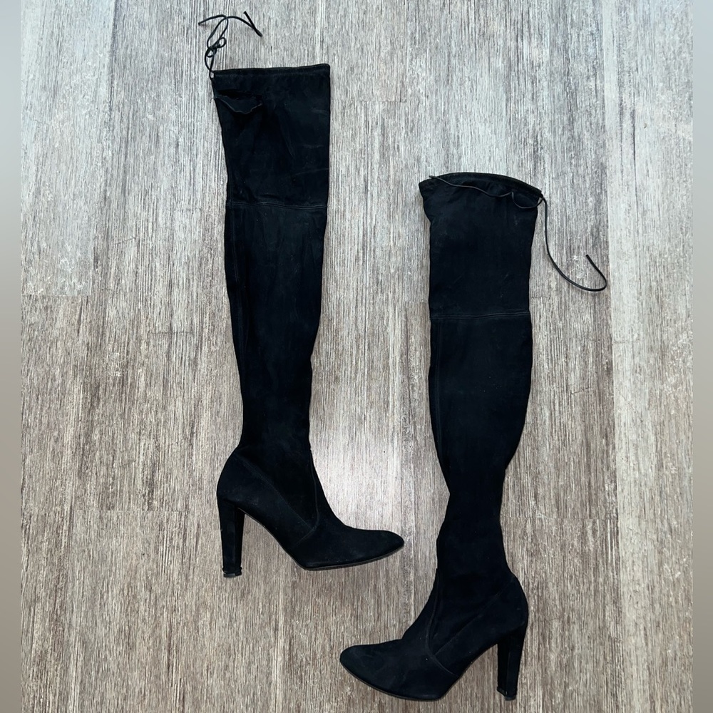 Women’s Classic Stuart Weitzman Black Suede Boots Size 9